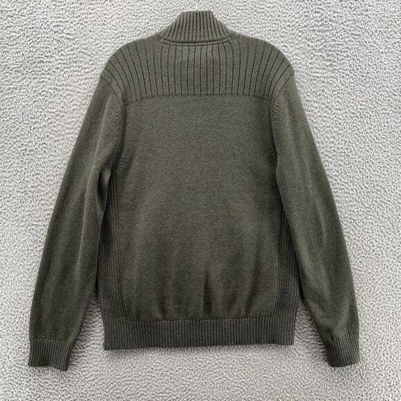 Eddie Bauer Sweater Mens Medium Military Green Cardigan Knit Full Zip Dad Casual - Picture 5 of 9